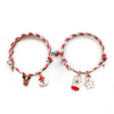 Christmas Cute Santa Bracelet Two Pieces Magnetic Bracelets